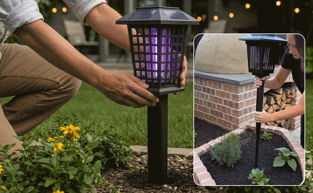 2-in-1 Solar Powered Mosquito Zapper & Garden Stake Light（Eco-Friendly）