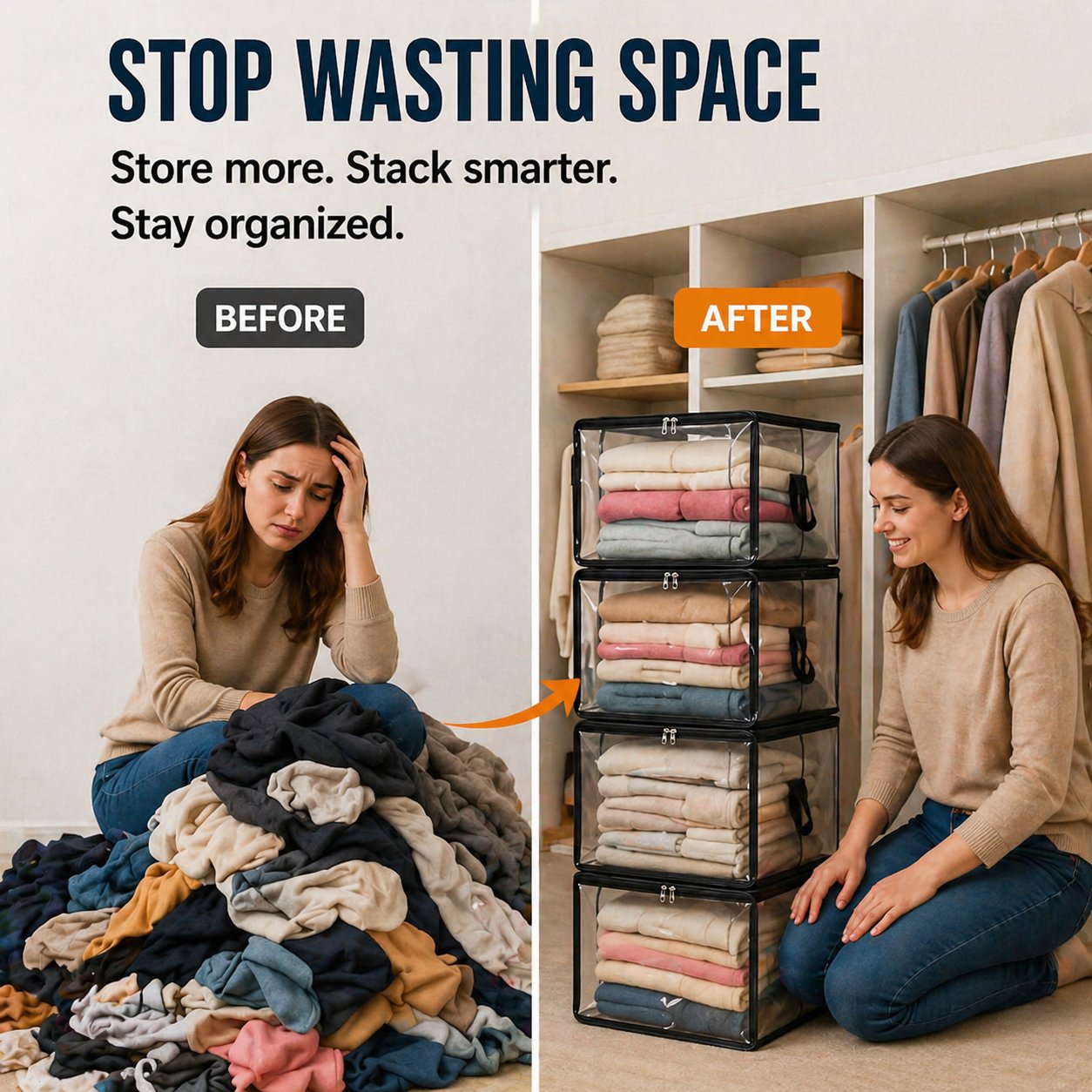 🔥Buy 2 get 1 free today!📦Large Heavy-Duty Thick Plastic Clear Storage Bag for Clothes, Moving & Storage